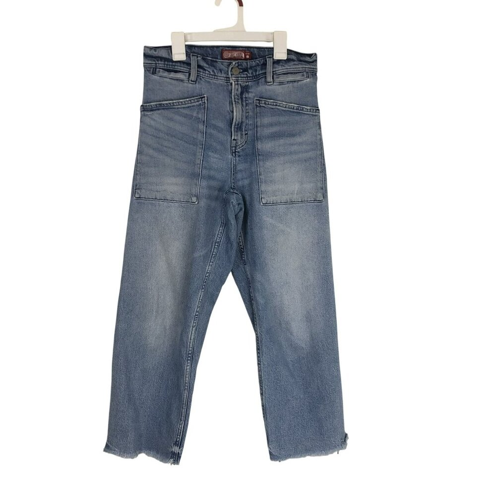 Lucky Legend Jeans High-Rise Wide-Leg Denim Size 6/28 Medium Wash Raw Hem Womens